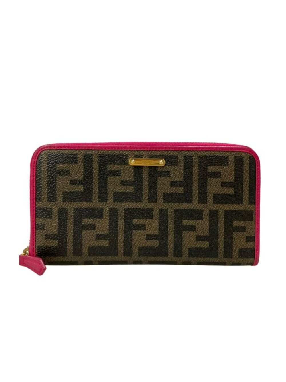 Fendi Zip Around Wallet Canvas Leather Zucca